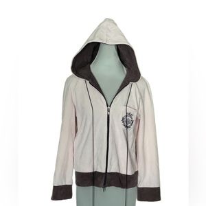 Louis Feraud Pink Brown Hoodie Double Zipper Long Sleeves Great Condition